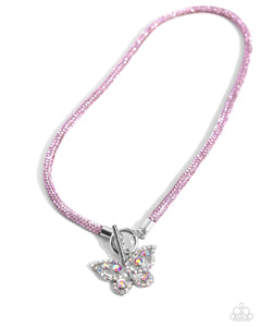 On SHIMMERING Wings - Pink Necklace