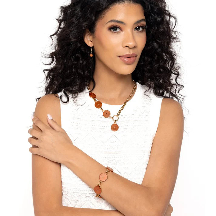Savory Stone Necklace and Savory Season Bracelet - Brown 2 Piece Set